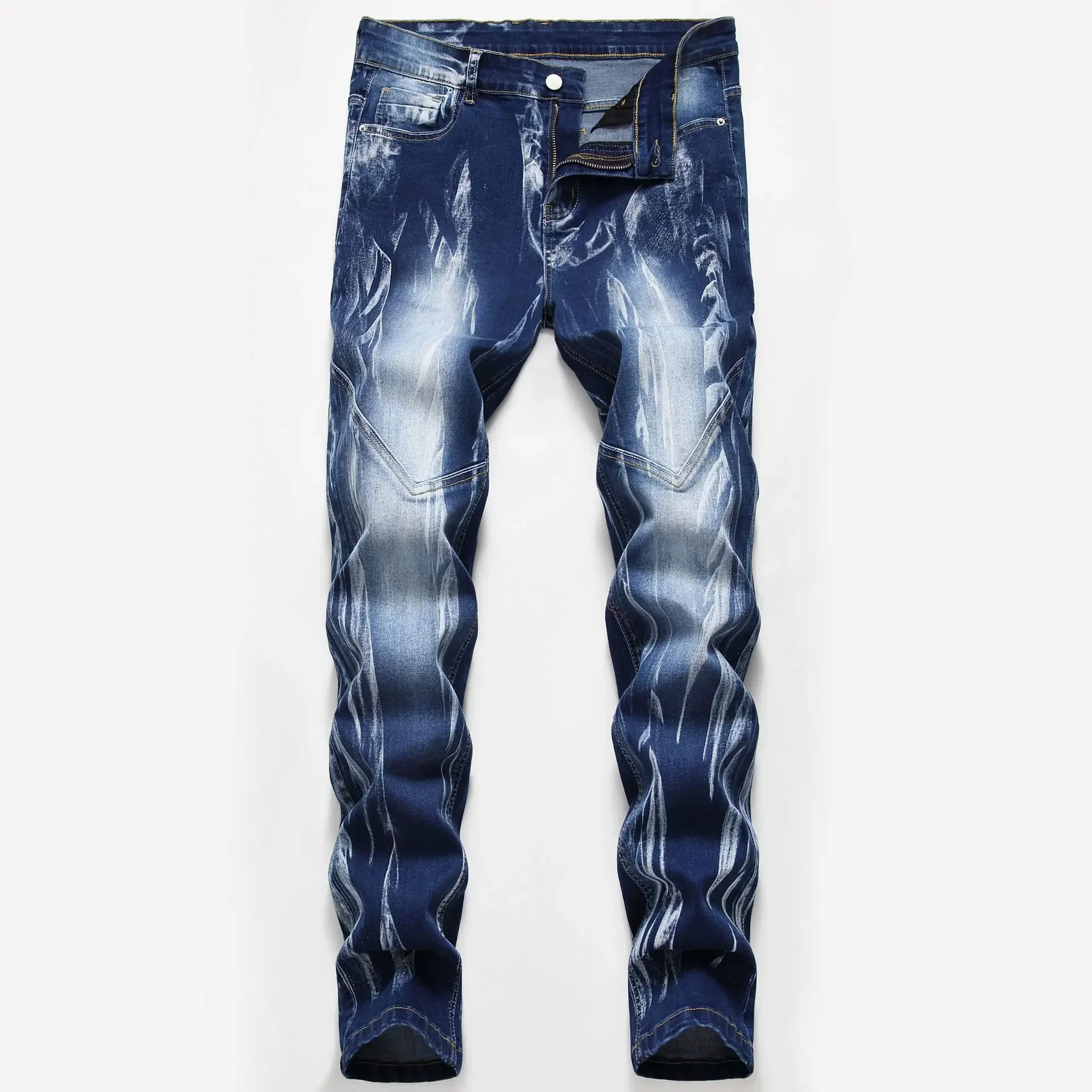 Fashion Print Men's Elasticity - Streetwear Brand Jeans recension och pris